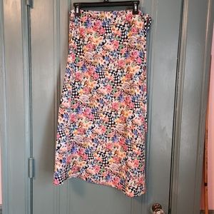 For Love and Lemons Midi Skirt - floral and mushrooms